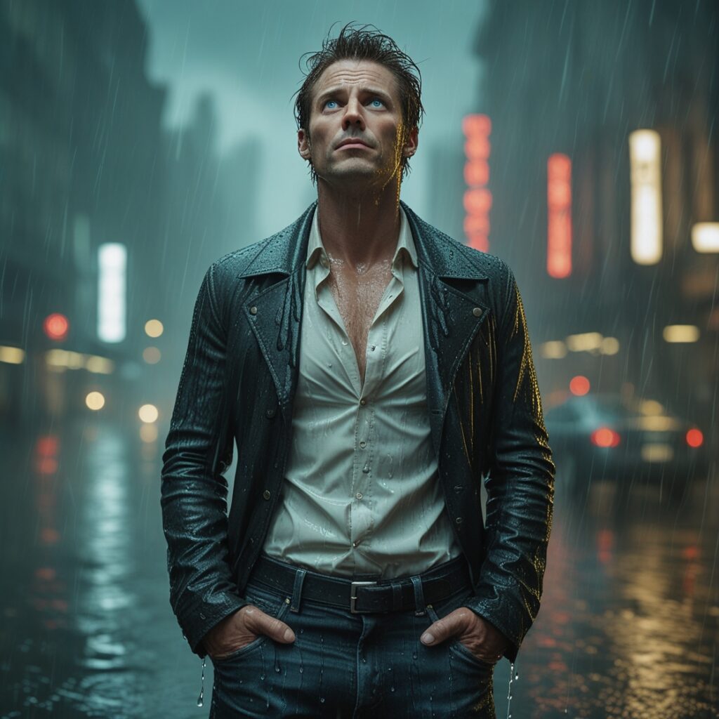 Man feeling the rain