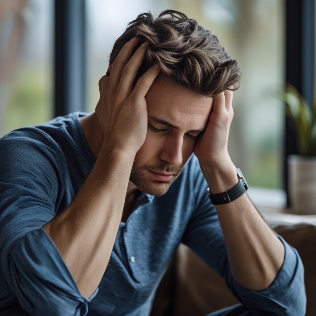 Man feeling overwhelmed