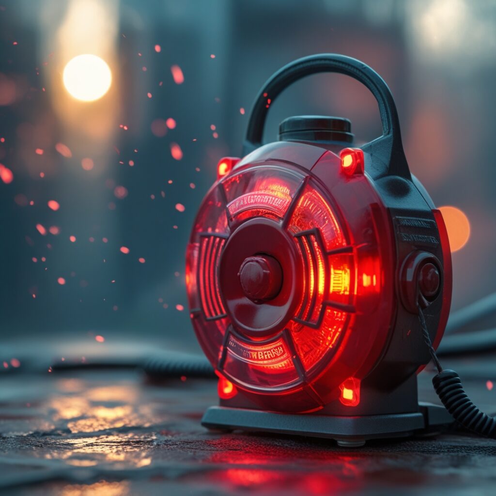 A red emergency alarm going off, emphasizing the warning signals