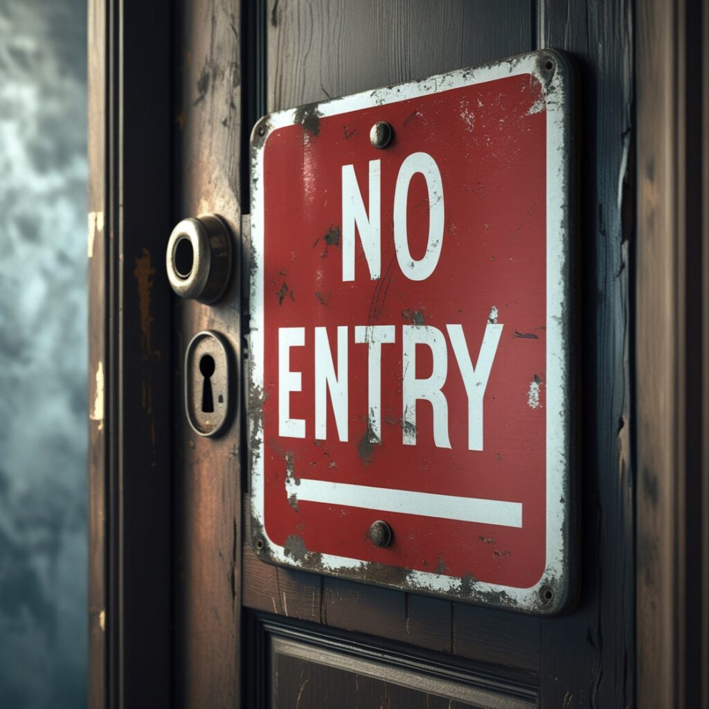 A “No Entry” sign on a door, symbolizing the ex moving on