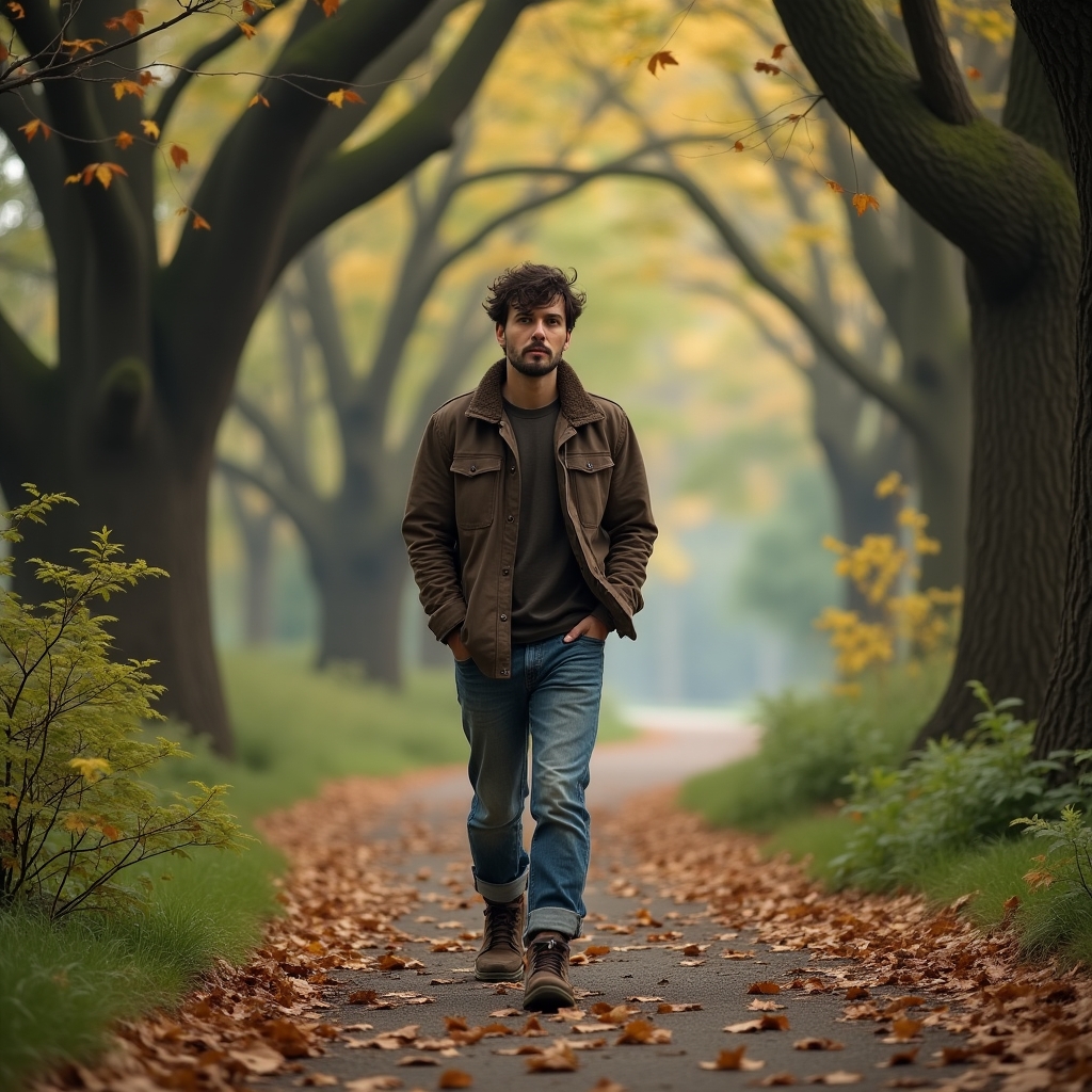 Man walking alone on a winding path, symbolizing the emotional journey of moving on after heartache
