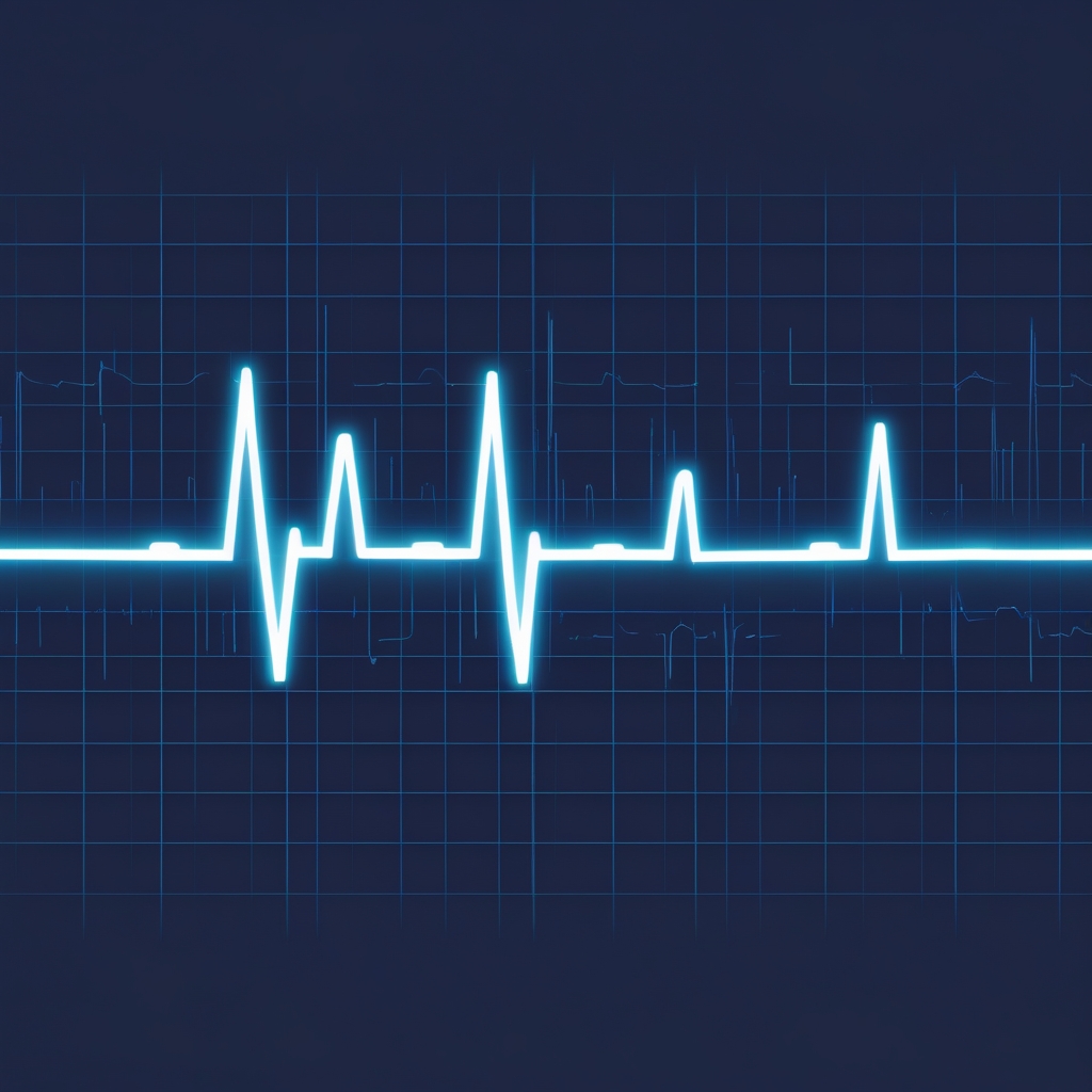 A heartbeat monitor with a flatline that slowly turns into a pulse