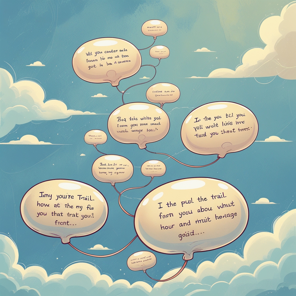 A message bubble trail that leads nowhere—like floating ghosts fading into the background