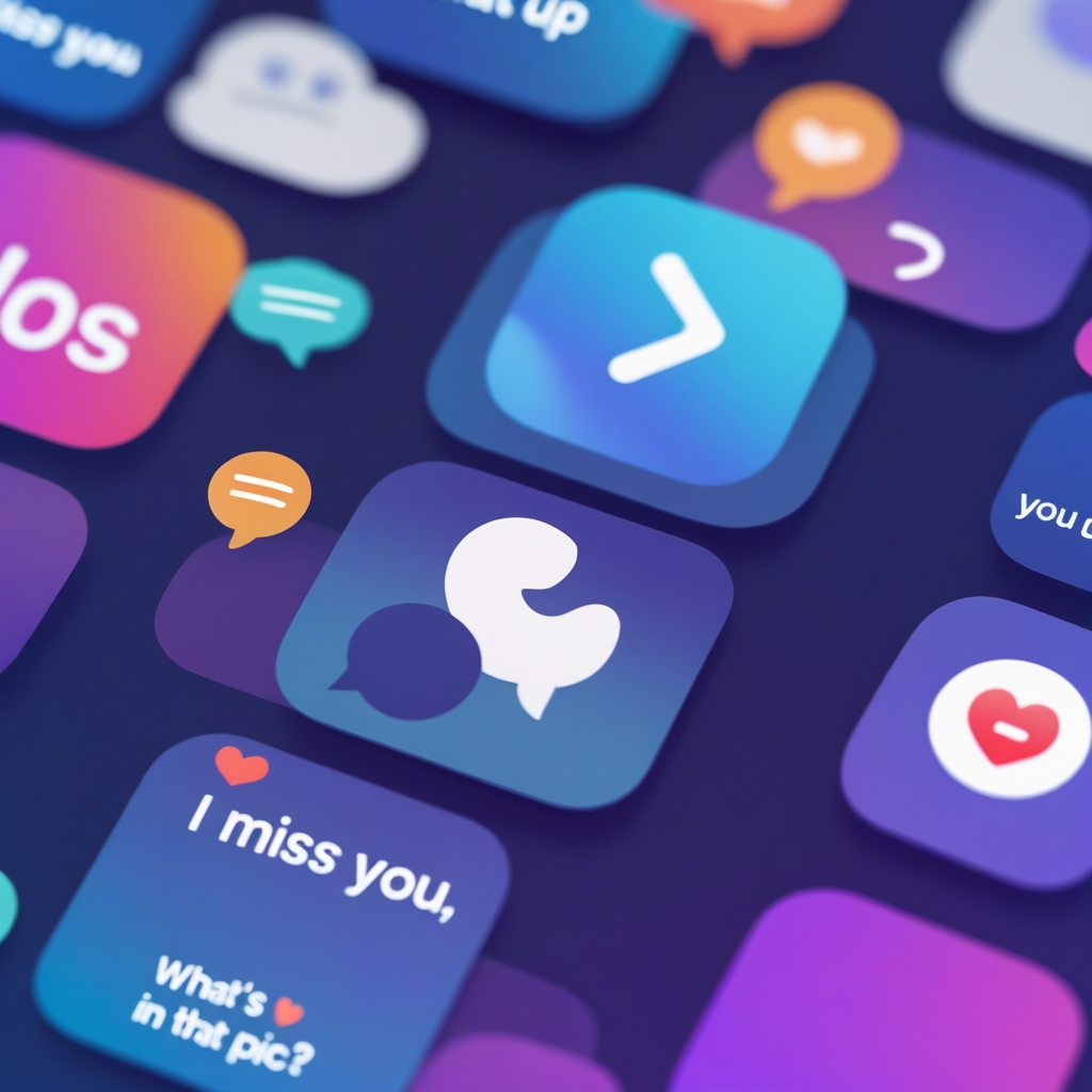 A series of scattered digital notifications: “I miss you,” “What’s up?” “You looked good in that pic”