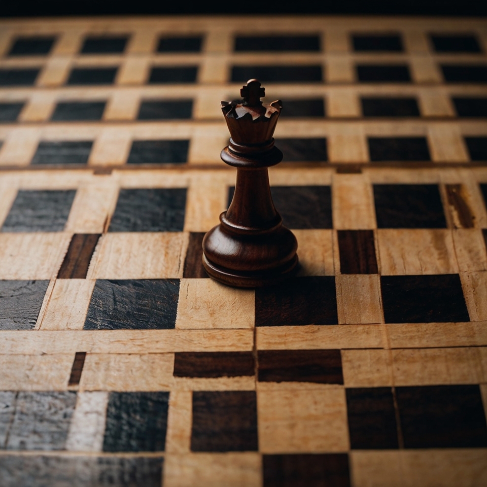 A chessboard with only one piece left standing, symbolizing that the game is over, and it’s time to make a new move.